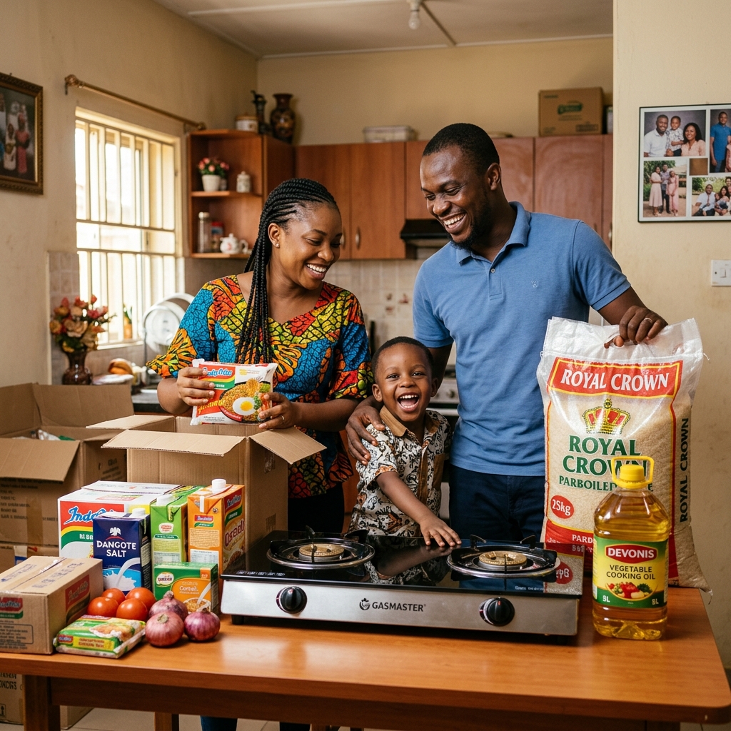 Nigerian Family Receiving FlexoraPay Goods